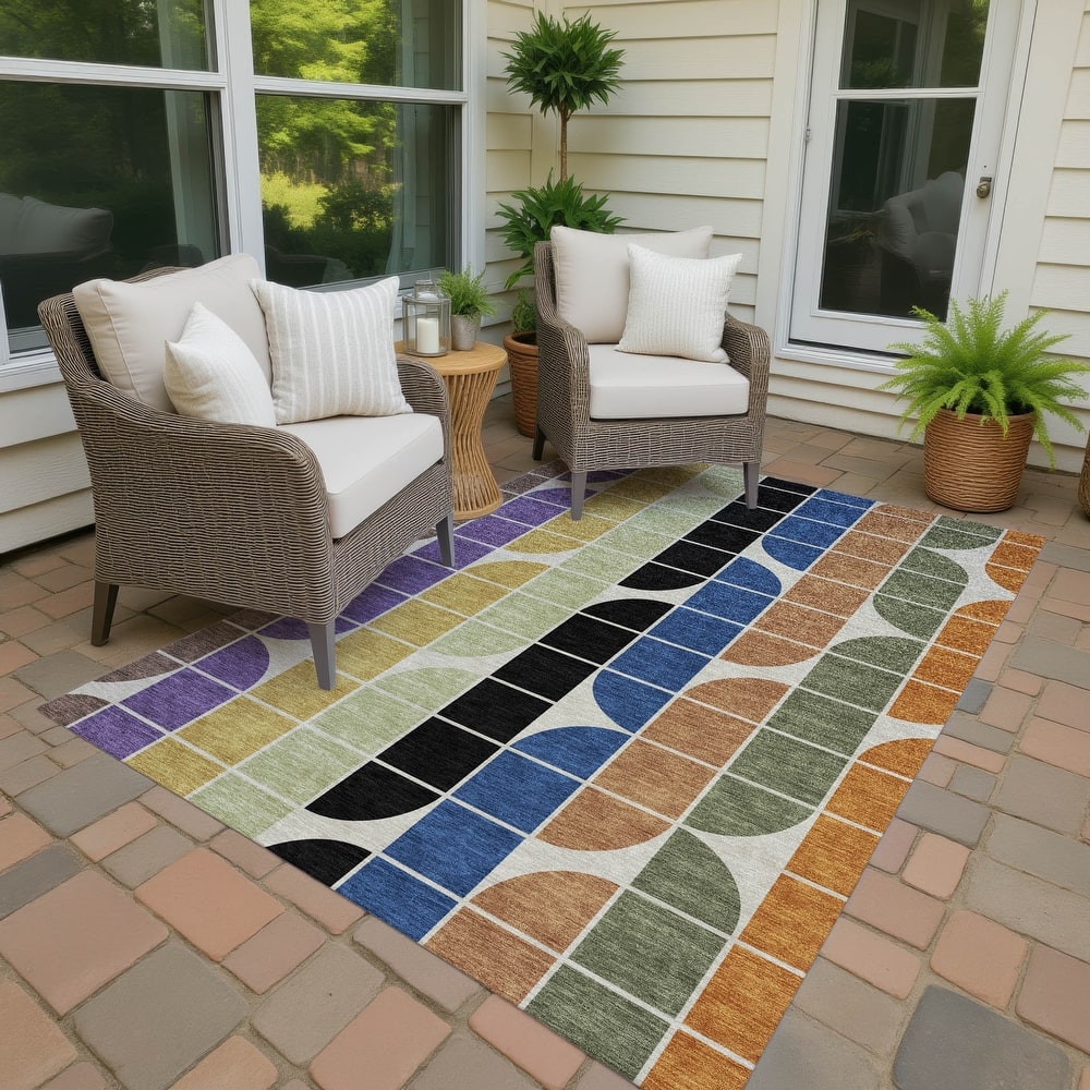 Machine Washable Indoor/ Outdoor Modern Finch Chantille Rug