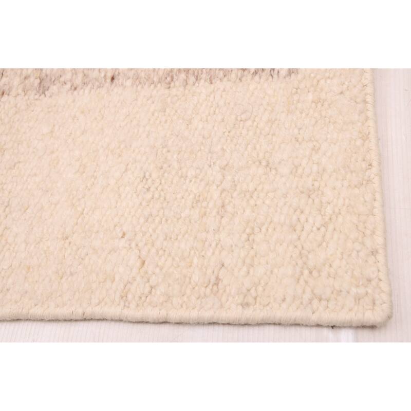 ECARPETGALLERY Hand Woven Looma Cream Wool Rug - 7'8 x 9'8