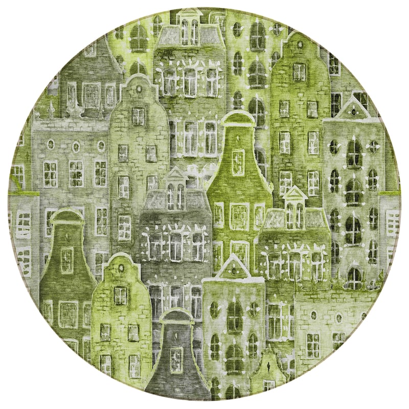 Machine Washable Indoor/ Outdoor Chantille Modern City Rug