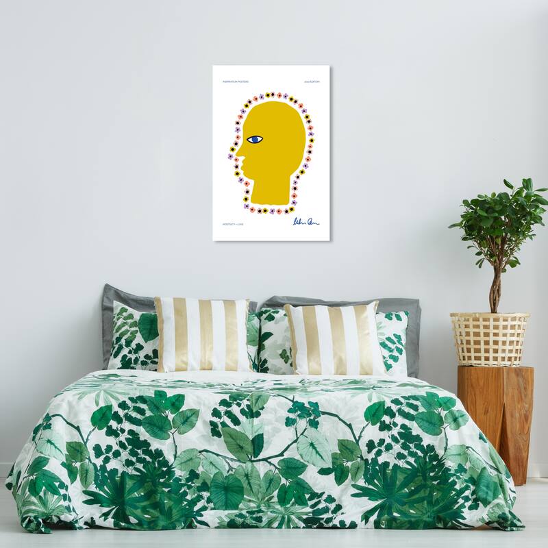 Wynwood Studio Canvas Floral and Botanical Positive Flower Thoughts Yellow and Modern & Contemporary Wall Art Canvas Print - 24 x 36