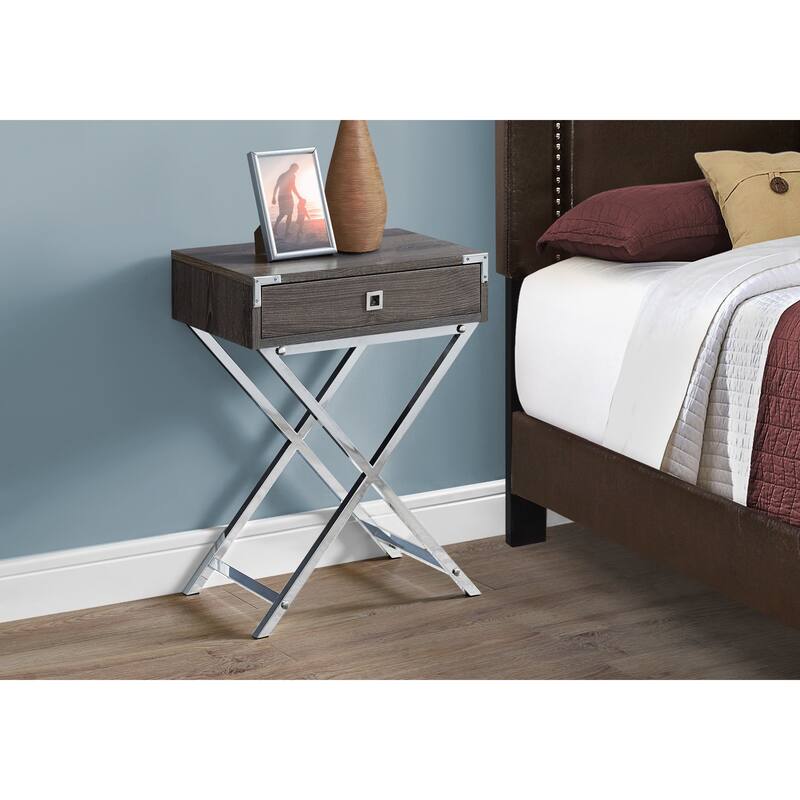 24” Modern Nightstand with Drawer and Cross Base Wood End Table for Bedroom or Living Room - 18.25”L x 12”W x 24”H