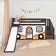 preview thumbnail 11 of 19, Twin Over Twin Low Bunk Bed with Stairs, Slide, & Camper Van Curtain