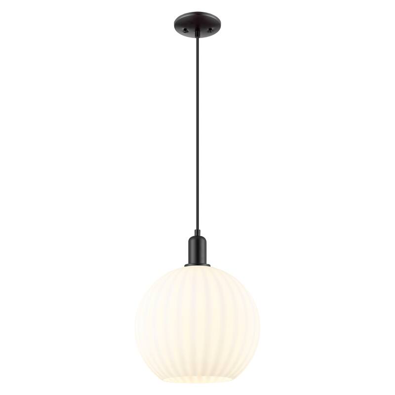 Innovations Lighting Endless Possibilities Arcadia - White Venetian - 1 Light 12" Cord Hung Mini Pendant - Matte Black