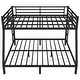 preview thumbnail 11 of 9, Black Queen over King Size Metal Bunk Bed with Fence and Ladder