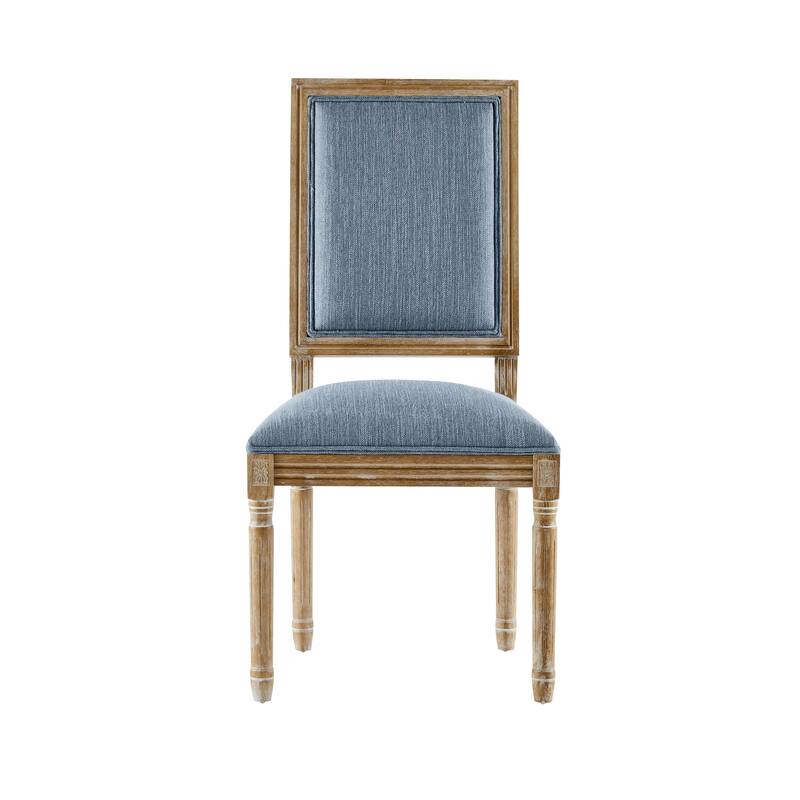 [Set of 4] French Country Dining Chairs - Elegant Cane Backrest & Upholstered Seats with Fluted Legs- Solid Rubberwood Frame