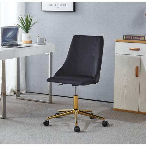 Porthos Home Rae Office Chair, Velvet Upholstery, Gold Chrome Legs