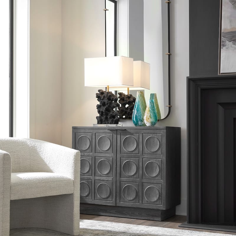 2-Door Storage Cabinet - 39.5" - Ebony Stained Finish