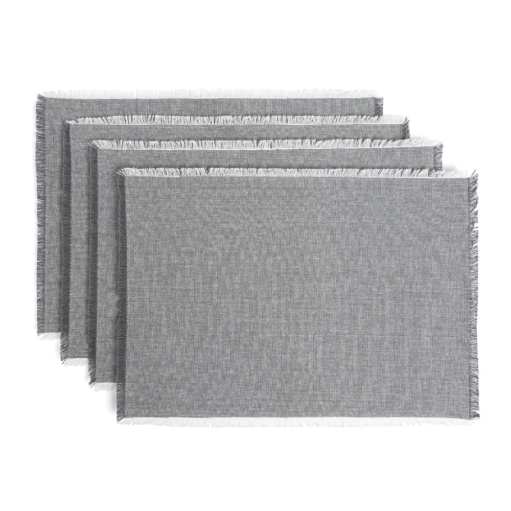 over&back 100% Cotton Frayed Chambray Placemats - Set of 4