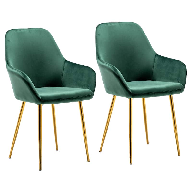 Tasmia Premium Emerald Accent Bucket Upholstered Dining Chairs (Set of 2) - Green