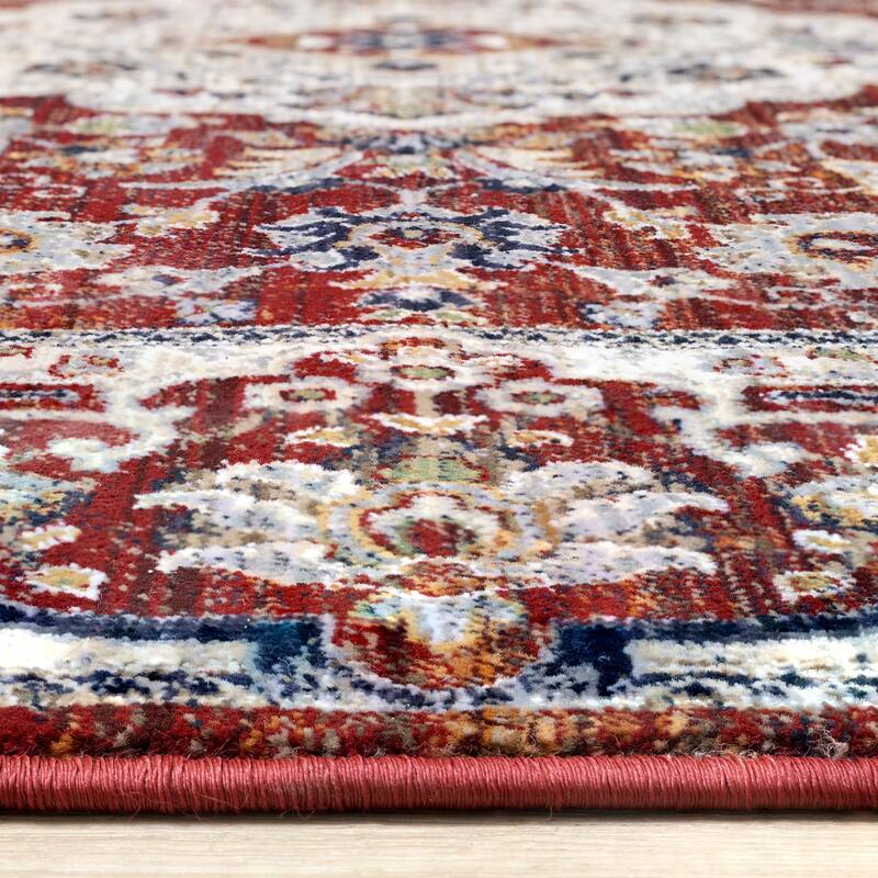 Sydney Collection - Red/Cream Classic Border Rug