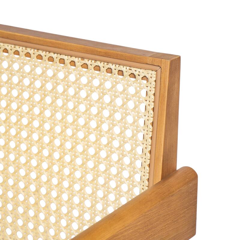 Farmhouse Kitchen Chairs Set of 2, Rattan Back Upholstered Arm Chairs