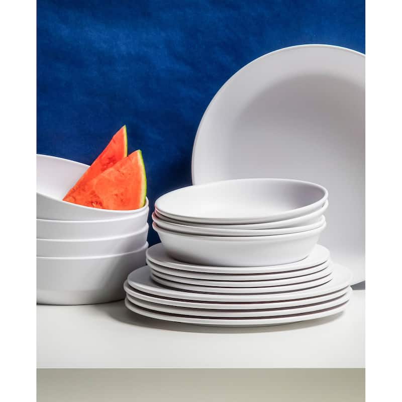 Abode Homewares Edge Matte Melamine Dinner Bowl - White - 7.4" - Set of 6
