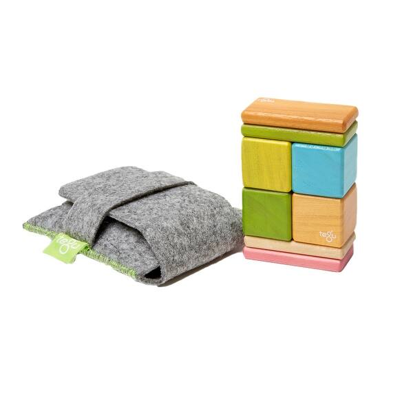 slide 2 of 5, Tegu Magnetic Wooden Blocks, Tints, 8-Piece Pocket Pouch Assorted - STEM - Kids