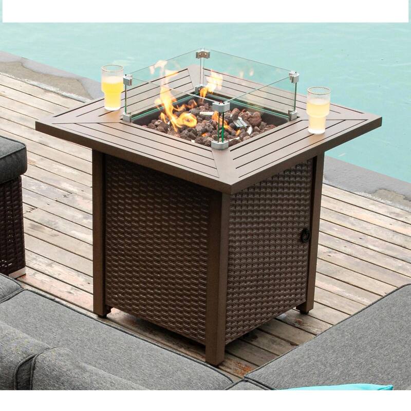 COSIEST 8-Piece Outdoor Furniture Sofa Set with Fire Table