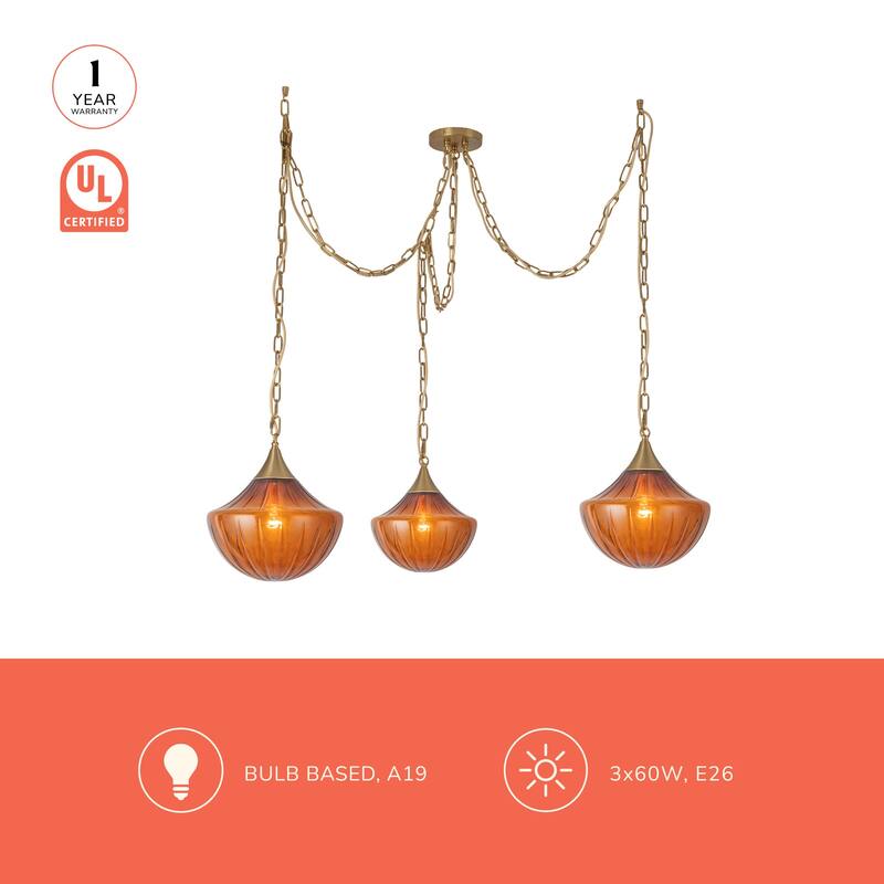 Alora Lighting MP651312 Farrah 3 Light 12" Wide Multi Light Pendant