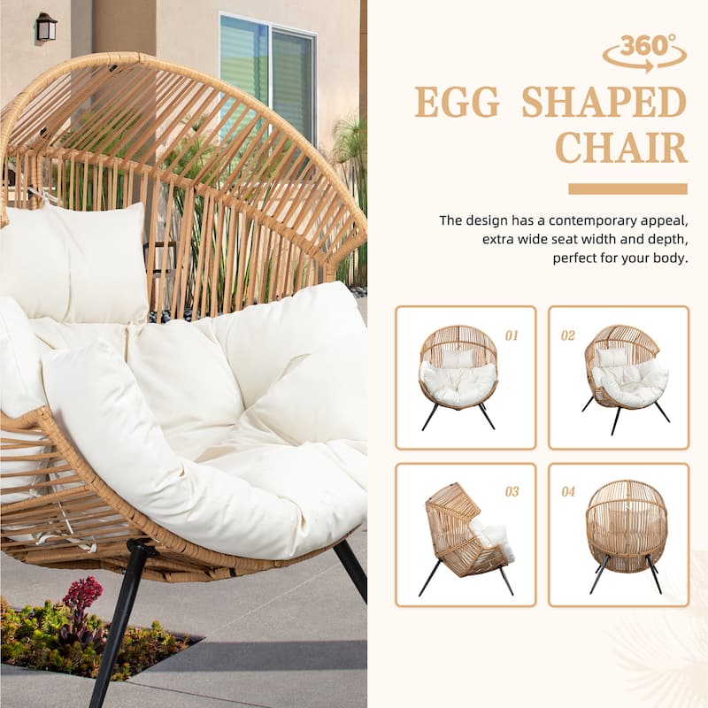 Futzca Wicker Egg Chair with Cushion