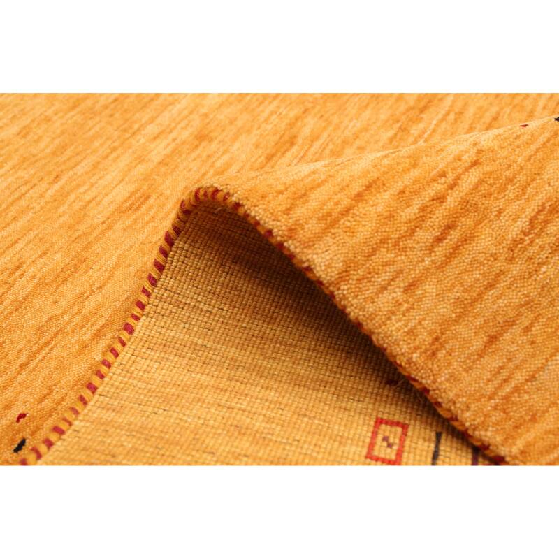 ECARPETGALLERY Hand Loomed Kashkuli Gabbeh Light Orange Wool Rug - 5'1 x 8'2