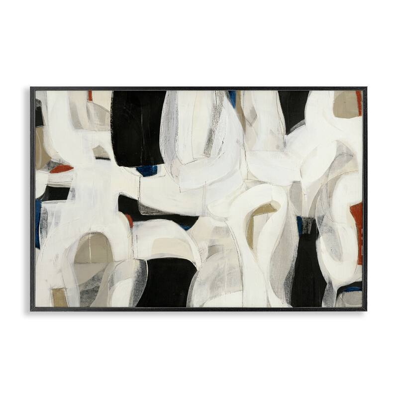Stupell Dynamic Earthy Shapes Framed Giclee Art Design By Kippi Leonard - 30 x 20 - Black