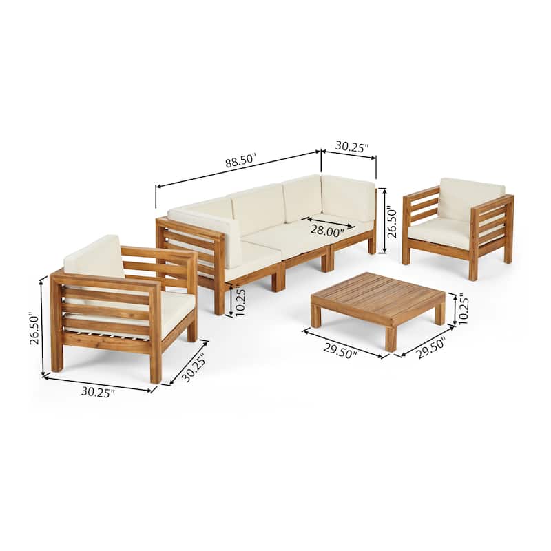Oana Outdoor 5-seat Acacia Sofa and Club Chair Chat Set by Christopher Knight Home