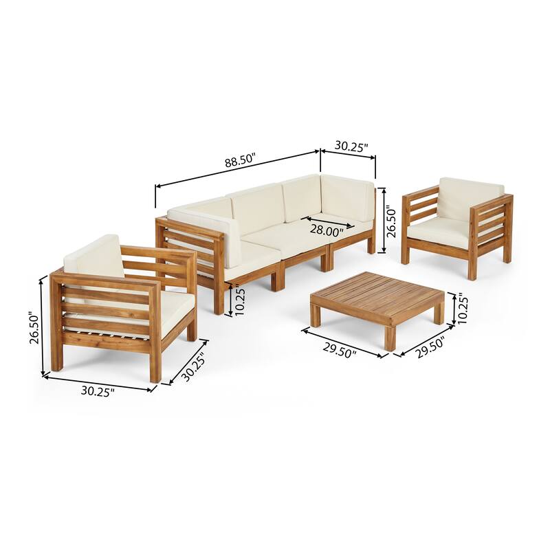 Oana Outdoor 5-seat Acacia Sofa and Club Chair Chat Set by Christopher Knight Home