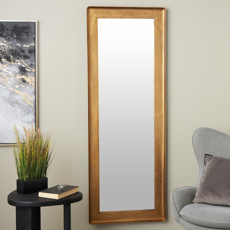 Metal Wall Mirror with Textured Frame - Gold - Roche River Decor