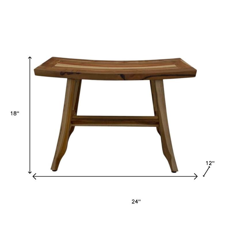 HomeRoots 24" Brown Teak Rectangular Shower Bench