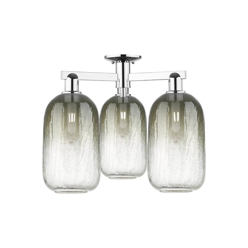 Innovations Lighting 716-3F-17-25 Brookhaven Cloche Semi-Flush - Polished Chrome / Slate