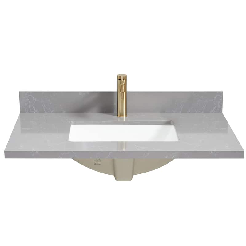 Malaga Composite Stone Vanity Top with White Rectangular Sink