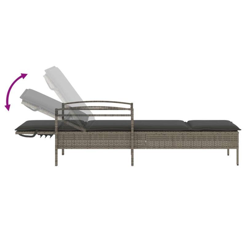 vidaXL Sun Lounger Grey Poly Rattan, Powder-Coated Steel And over - 79.0 x 24.8 x 31.9 in
