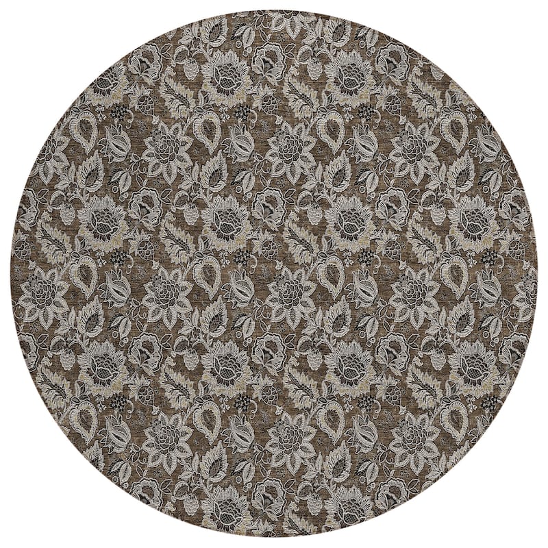 Machine Washable Indoor/ Outdoor Chantille Floral Farmhouse Rug