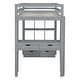 preview thumbnail 15 of 32, Twin Loft Bed with Desk, Shelves, and LED Light, Grey
