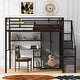 preview thumbnail 9 of 15, Full Size Metal Loft Bed with Wardrobe, Desk, Storage Shelves Black
