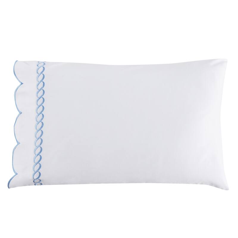 Home Sweet Home Collection 600TC Cotton Scallop Rope Embroidery Sheet Set & Pillowcases - 2pcs Standard Pillowcases - Blue