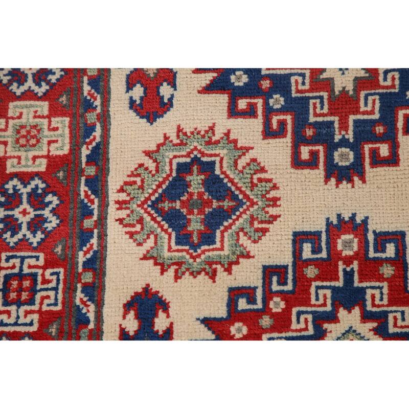 Kazak Accent Rug Hand-Knotted Oriental Wool Carpet - 2'11" x 4'2"