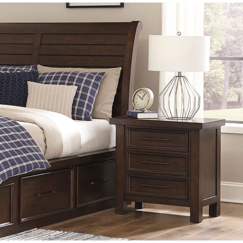 Classic 1pc Nightstand of 3x Drawers Mango Veneer Wood Transitional Bedroom Furniture