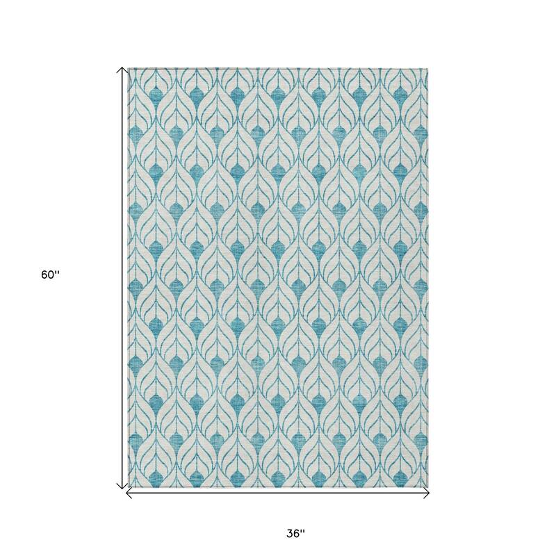 HomeRoots Geometric Transitional Rectangle Outdoor Rug