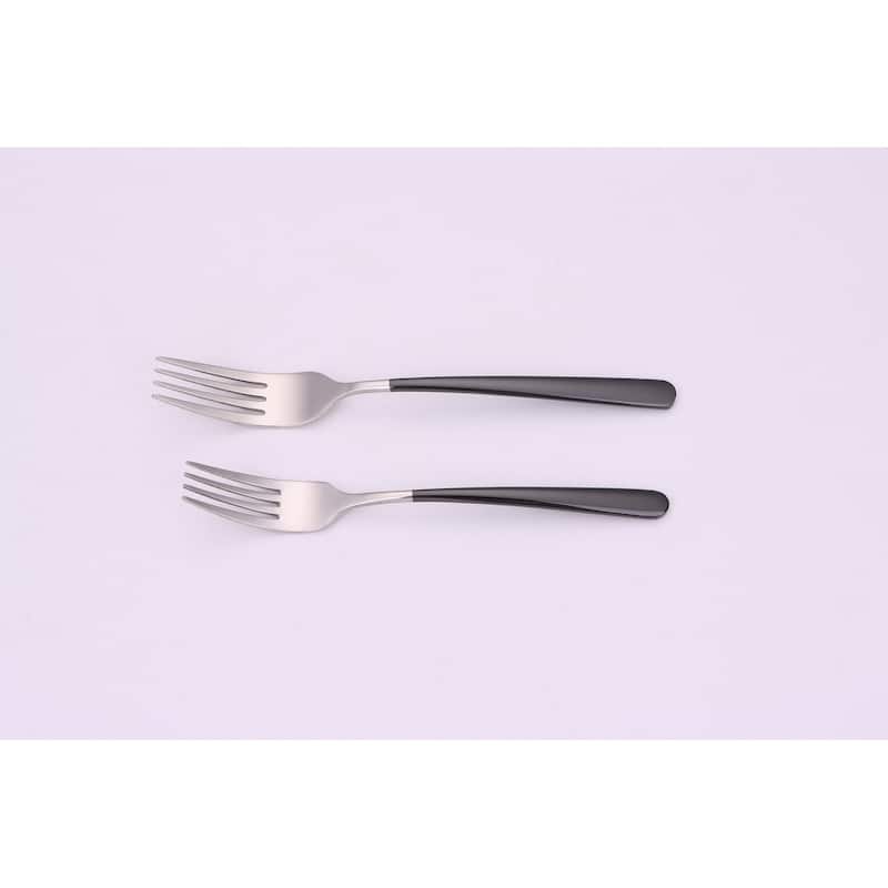 20 Pc Flatware Set Silver With Black Handles - Service For 4