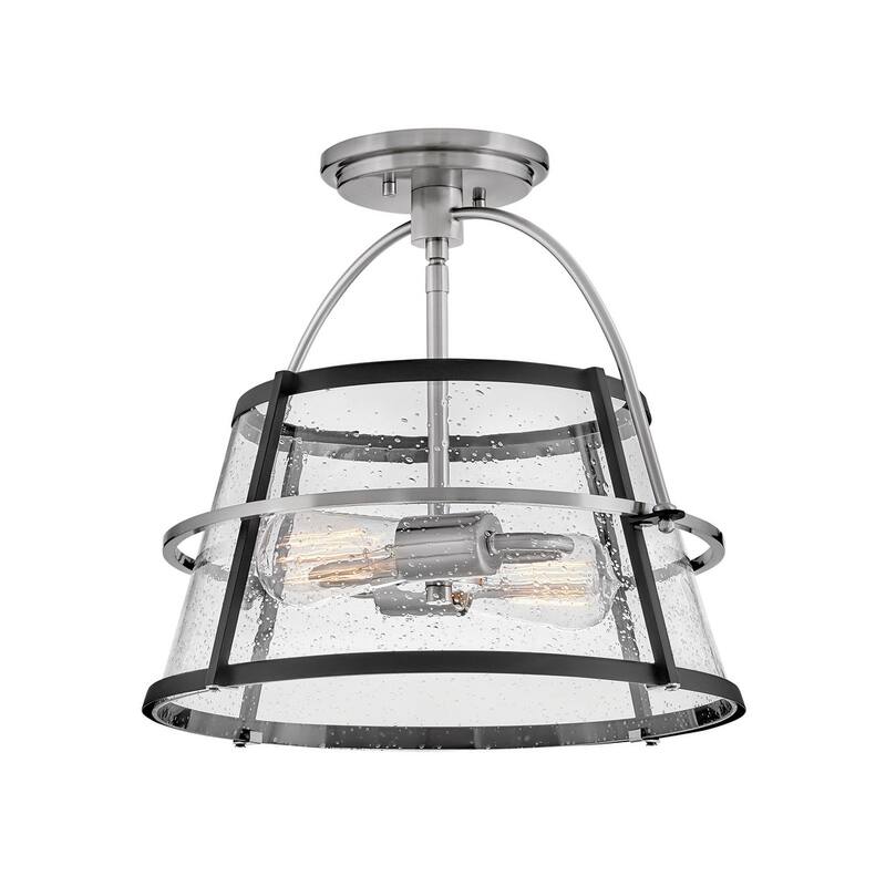 Hinkley Lighting 38111 Tournon 2 Light 15" Wide Semi-Flush Ceiling - Brushed Nickel / Black
