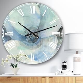 Designart 'Watercolor Moonlight Magnolia II' Farmhouse Large Wall CLock