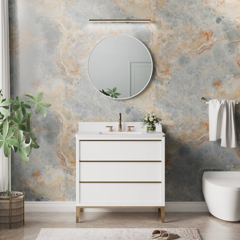 Modern Bathroom Wall Mounted Anodized Aluminum Framed Wall Vanity Mirror