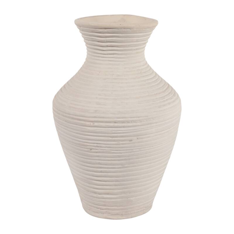 Sculptural Ribbed Paper Mache Table Vase - Stylish Tall Flower Vase