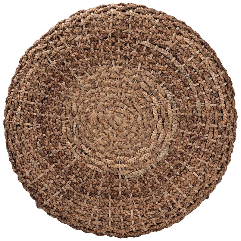 Bailey Handwoven Seagrass Storage Ottoman with Lift-Top - Rustic Wicker Trunk or Footrest for Living Room or Entryway