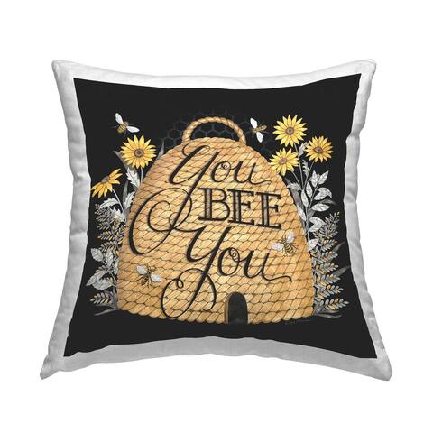 Stupell Industries Bee You Inspirational Beehive Insect Phrase Printed Throw Pillow by Deb Strain