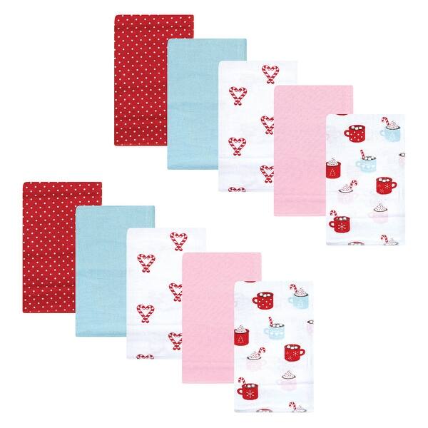 slide 1 of 1, Hudson Baby Infant Girl Cotton Flannel Burp Cloths, Hot Cocoa, One Size - Hot Cocoa - One Size