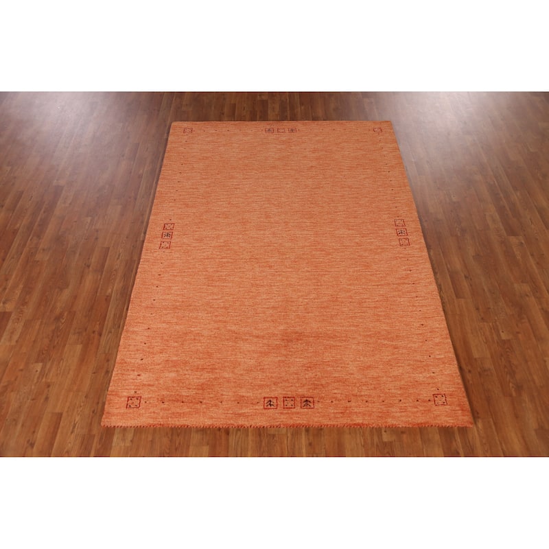 Orange Gabbeh Indian Area Rug Tribal Hand-Tufted Wool Carpet - 5'3" x 7'7"