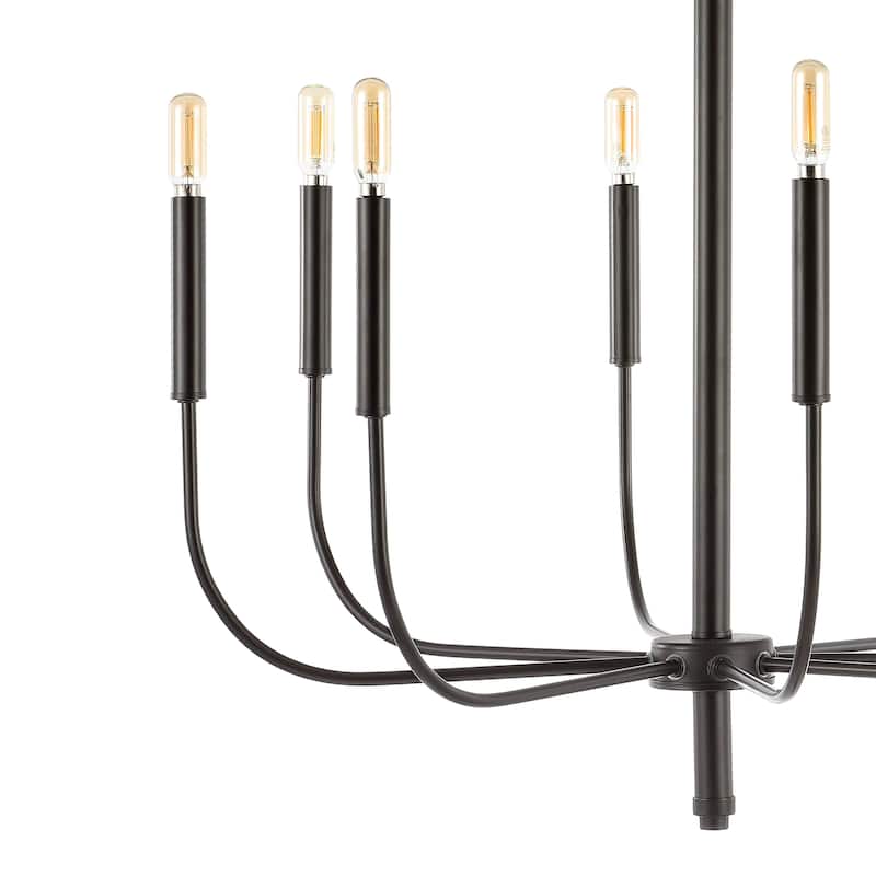 Collier 27.25" 8-Light Modern Mid-Century Iron LED Chandelier, by JONATHAN Y