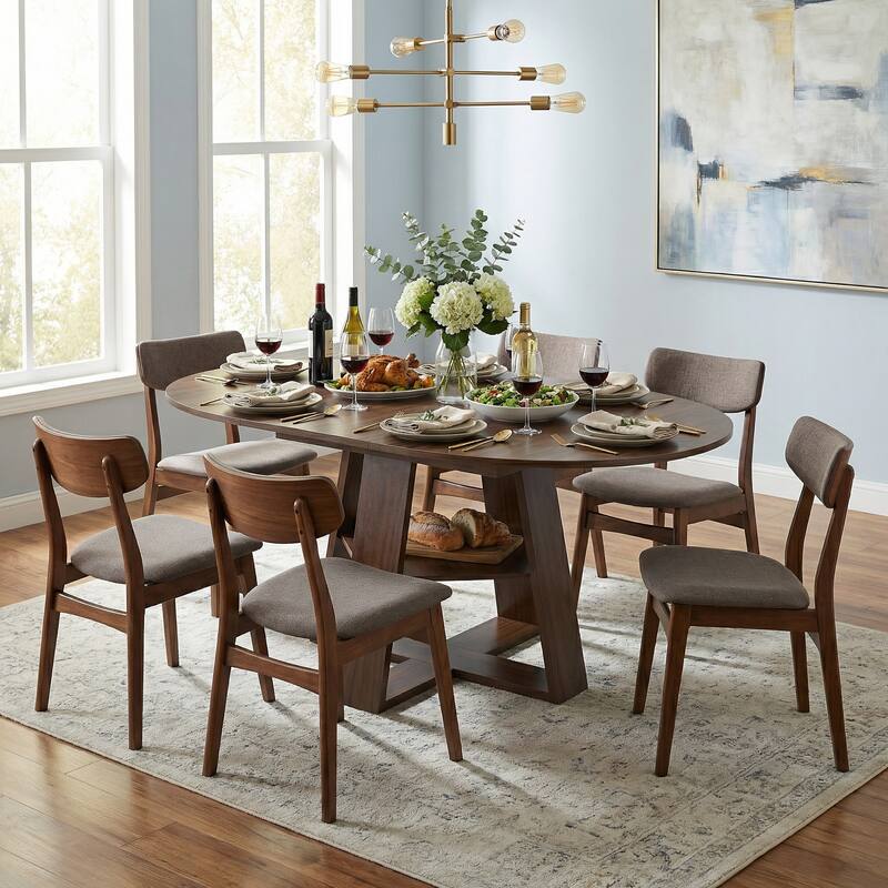 43"-59" Extendable Oval Dining Table with Storage Base, Modern Round to Oval Kitchen Table