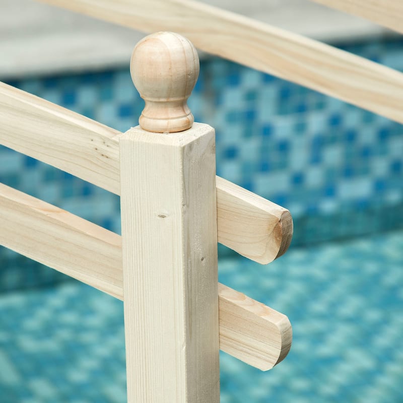 Outsunny 7.5' Fir Wood Garden Bridge Arc Walkway with Side Railings, Perfect for Backyards, Gardens, & Streams, Natural
