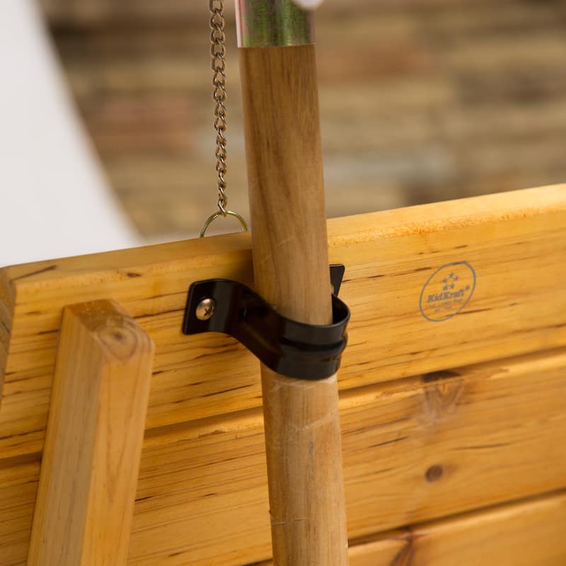 Kid's Blue/ White Striped Outdoor Chaise with Umbrella