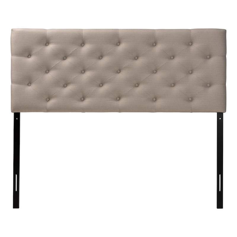 Button-Tufted Upholstered Headboard with Faux Crystal Buttons and Adjustable Legs for a Modern Bedroom Style